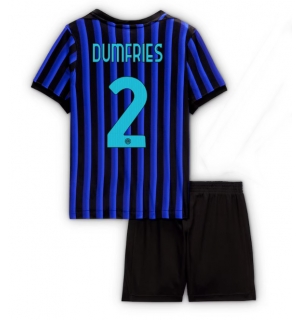 Inter Milan Denzel Dumfries #2 Hjemmedraktsett Barn 2025-26 Kortermet (+ Korte bukser)