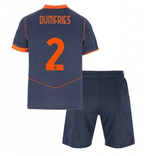 Inter Milan Denzel Dumfries #2 Tredjedraktsett Barn 2025-26 Kortermet (+ Korte bukser)