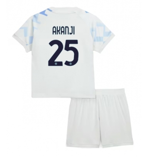 Inter Milan Manuel Akanji #25 Bortedraktsett Barn 2025-26 Kortermet (+ Korte bukser)