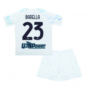Inter Milan Nicolo Barella #23 Bortedraktsett Barn 2025-26 Kortermet (+ Korte bukser)