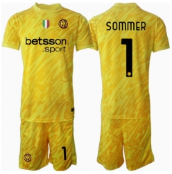 Inter Milan Yann Sommer #1 Keeper Bortedraktsett Barn 2024-25 Kortermet (+ Korte bukser)