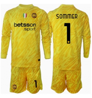 Inter Milan Yann Sommer #1 Keeper Bortedraktsett Barn 2024-25 Langermet (+ Korte bukser)