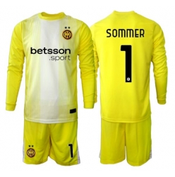 Inter Milan Yann Sommer #1 Keeper Bortedraktsett Barn 2025-26 Langermet (+ Korte bukser)