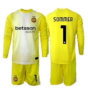 Inter Milan Yann Sommer #1 Keeper Bortedraktsett Barn 2025-26 Langermet (+ Korte bukser)