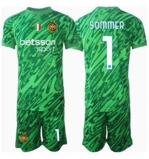 Inter Milan Yann Sommer #1 Keeper Hjemmedraktsett Barn 2024-25 Kortermet (+ Korte bukser)