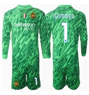 Inter Milan Yann Sommer #1 Keeper Hjemmedraktsett Barn 2024-25 Langermet (+ Korte bukser)