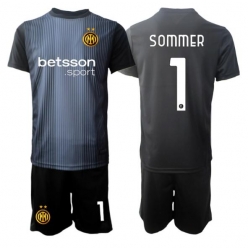 Inter Milan Yann Sommer #1 Keeper Hjemmedraktsett Barn 2025-26 Kortermet (+ Korte bukser)