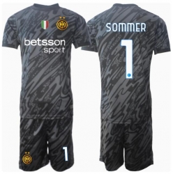 Inter Milan Yann Sommer #1 Keeper Tredjedraktsett Barn 2024-25 Kortermet (+ Korte bukser)