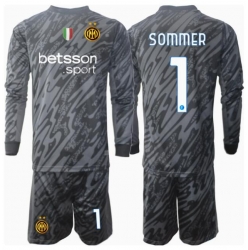 Inter Milan Yann Sommer #1 Keeper Tredjedraktsett Barn 2024-25 Langermet (+ Korte bukser)