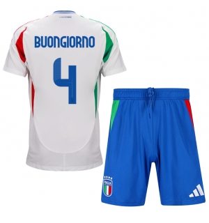 Italia Alessandro Buongiorno #4 Bortedraktsett Barn EM 2024 Kortermet (+ Korte bukser)