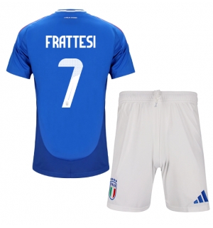 Italia Davide Frattesi #7 Hjemmedraktsett Barn EM 2024 Kortermet (+ Korte bukser)