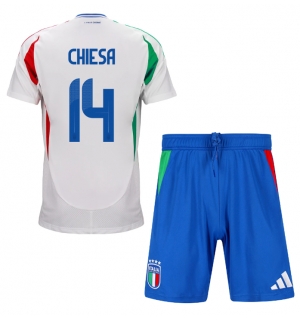 Italia Federico Chiesa #14 Bortedraktsett Barn EM 2024 Kortermet (+ Korte bukser)