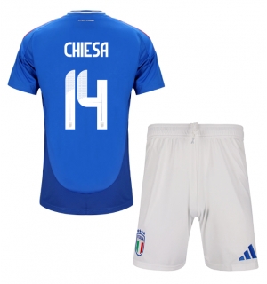 Italia Federico Chiesa #14 Hjemmedraktsett Barn EM 2024 Kortermet (+ Korte bukser)