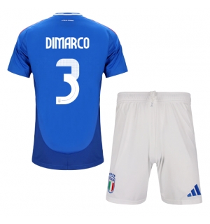 Italia Federico Dimarco #3 Hjemmedraktsett Barn EM 2024 Kortermet (+ Korte bukser)