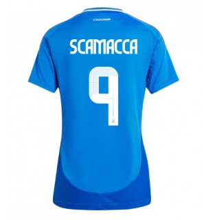 Italia Gianluca Scamacca #9 Hjemmedrakt Dame EM 2024 Kortermet