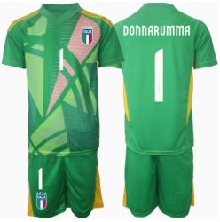 Italia Gianluigi Donnarumma #1 Keeper Bortedraktsett Barn EM 2024 Kortermet (+ Korte bukser)