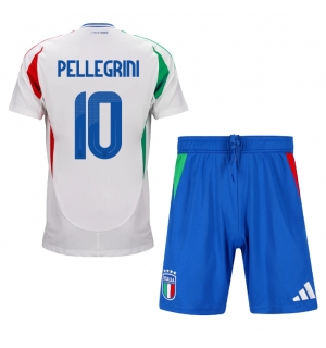 Italia Lorenzo Pellegrini #10 Bortedraktsett Barn EM 2024 Kortermet (+ Korte bukser)