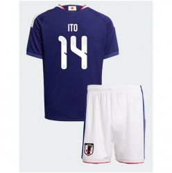 Japan Junya Ito #14 Hjemmedraktsett Barn VM 2026 Kortermet (+ Korte bukser)