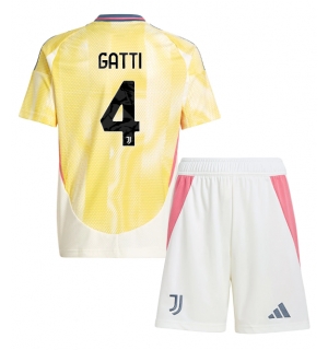 Juventus Federico Gatti #4 Bortedraktsett Barn 2024-25 Kortermet (+ Korte bukser)
