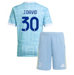 Juventus Jonathan David #30 Bortedraktsett Barn 2025-26 Kortermet (+ Korte bukser)