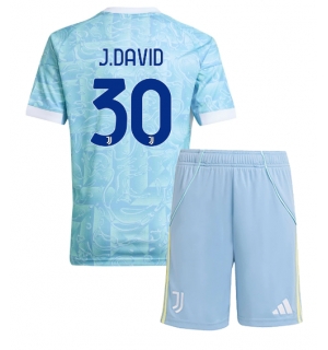Juventus Jonathan David #30 Bortedraktsett Barn 2025-26 Kortermet (+ Korte bukser)