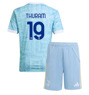 Juventus Khephren Thuram #19 Bortedraktsett Barn 2025-26 Kortermet (+ Korte bukser)