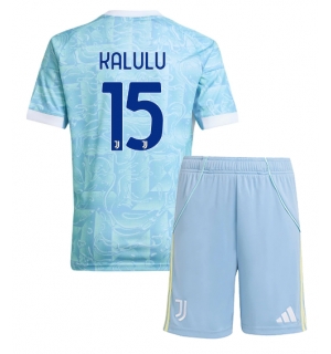 Juventus Pierre Kalulu #15 Bortedraktsett Barn 2025-26 Kortermet (+ Korte bukser)