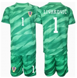 Kroatia Dominik Livakovic #1 Keeper Bortedraktsett Barn EM 2024 Kortermet (+ Korte bukser)