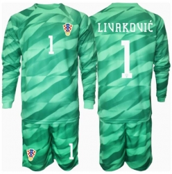Kroatia Dominik Livakovic #1 Keeper Bortedraktsett Barn EM 2024 Langermet (+ Korte bukser)
