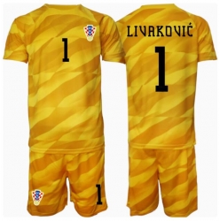 Kroatia Dominik Livakovic #1 Keeper Hjemmedraktsett Barn EM 2024 Kortermet (+ Korte bukser)