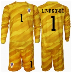 Kroatia Dominik Livakovic #1 Keeper Hjemmedraktsett Barn EM 2024 Langermet (+ Korte bukser)
