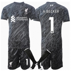 Liverpool Alisson Becker #1 Keeper Hjemmedraktsett Barn 2024-25 Kortermet (+ Korte bukser)