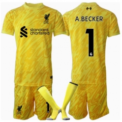 Liverpool Alisson Becker #1 Keeper Tredjedraktsett Barn 2024-25 Kortermet (+ Korte bukser)