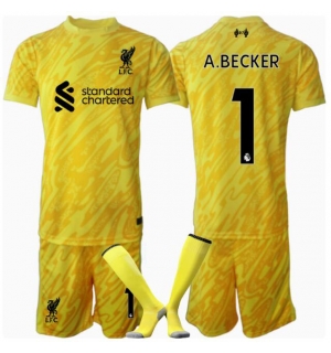 Liverpool Alisson Becker #1 Keeper Tredjedraktsett Barn 2024-25 Kortermet (+ Korte bukser)
