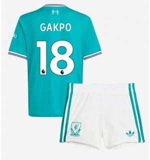 Liverpool Cody Gakpo #18 Tredjedraktsett Barn 2025-26 Kortermet (+ Korte bukser)