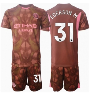 Manchester City Ederson Moraes #31 Keeper Hjemmedraktsett Barn 2024-25 Kortermet (+ Korte bukser)