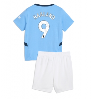 Manchester City Erling Haaland #9 Hjemmedraktsett Barn 2024-25 Kortermet (+ Korte bukser)