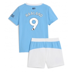 Manchester City Erling Haaland #9 Hjemmedraktsett Barn 2025-26 Kortermet (+ Korte bukser)