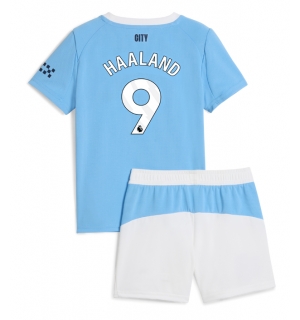 Manchester City Erling Haaland #9 Hjemmedraktsett Barn 2025-26 Kortermet (+ Korte bukser)