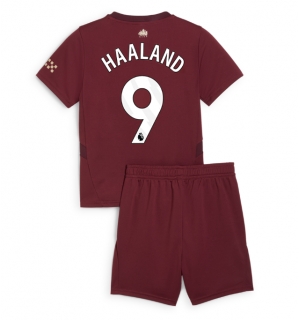 Manchester City Erling Haaland #9 Tredjedraktsett Barn 2024-25 Kortermet (+ Korte bukser)