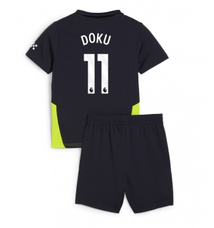 Manchester City Jeremy Doku #11 Bortedraktsett Barn 2024-25 Kortermet (+ Korte bukser)