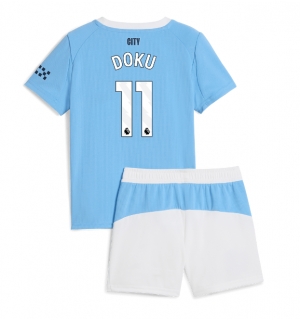 Manchester City Jeremy Doku #11 Hjemmedraktsett Barn 2025-26 Kortermet (+ Korte bukser)