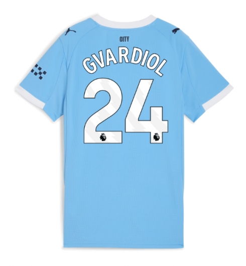 Manchester City Josko Gvardiol #24 Hjemmedrakt Dame 2025-26 Kortermet Manchester City Josko Gvardiol #24 Hjemmedrakt Dame 2025-26 Kortermet
