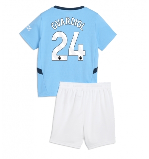 Manchester City Josko Gvardiol #24 Hjemmedraktsett Barn 2024-25 Kortermet (+ Korte bukser)