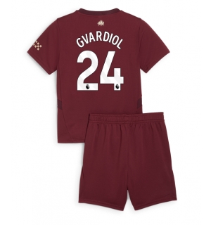 Manchester City Josko Gvardiol #24 Tredjedraktsett Barn 2024-25 Kortermet (+ Korte bukser)
