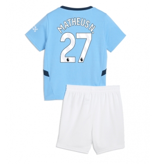 Manchester City Matheus Nunes #27 Hjemmedraktsett Barn 2024-25 Kortermet (+ Korte bukser)