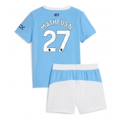 Manchester City Matheus Nunes #27 Hjemmedraktsett Barn 2025-26 Kortermet (+ Korte bukser)