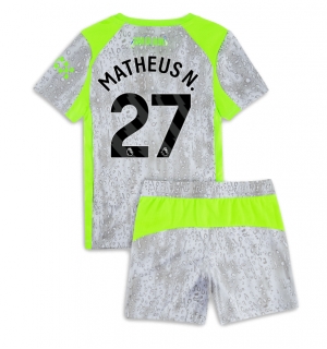 Manchester City Matheus Nunes #27 Tredjedraktsett Barn 2025-26 Kortermet (+ Korte bukser)