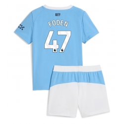 Manchester City Phil Foden #47 Hjemmedraktsett Barn 2025-26 Kortermet (+ Korte bukser)