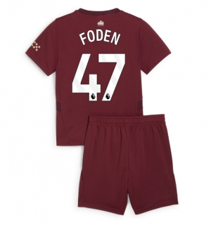 Manchester City Phil Foden #47 Tredjedraktsett Barn 2024-25 Kortermet (+ Korte bukser)